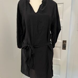 100% silk belted black tunic